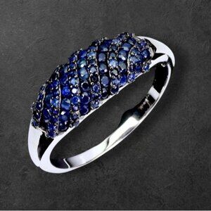 925 Sterling Silver Ring 8.5 with Natural Blue Sapphire Gemstone